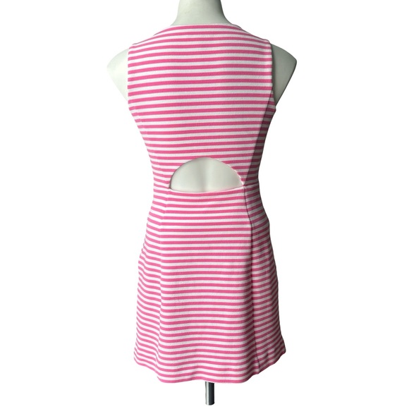 Lilly Pulitzer Whiting Hotty Pink Ottoman Stripe Cut Out Jersey Shift Dress,Sz 6 - Picture 3 of 15